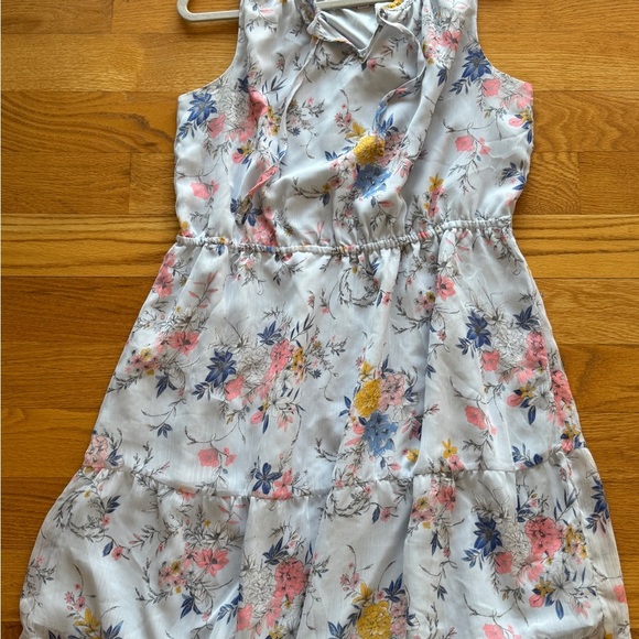 Floral Sleeveless Dress - Blue and Orange - Picture 3 of 9